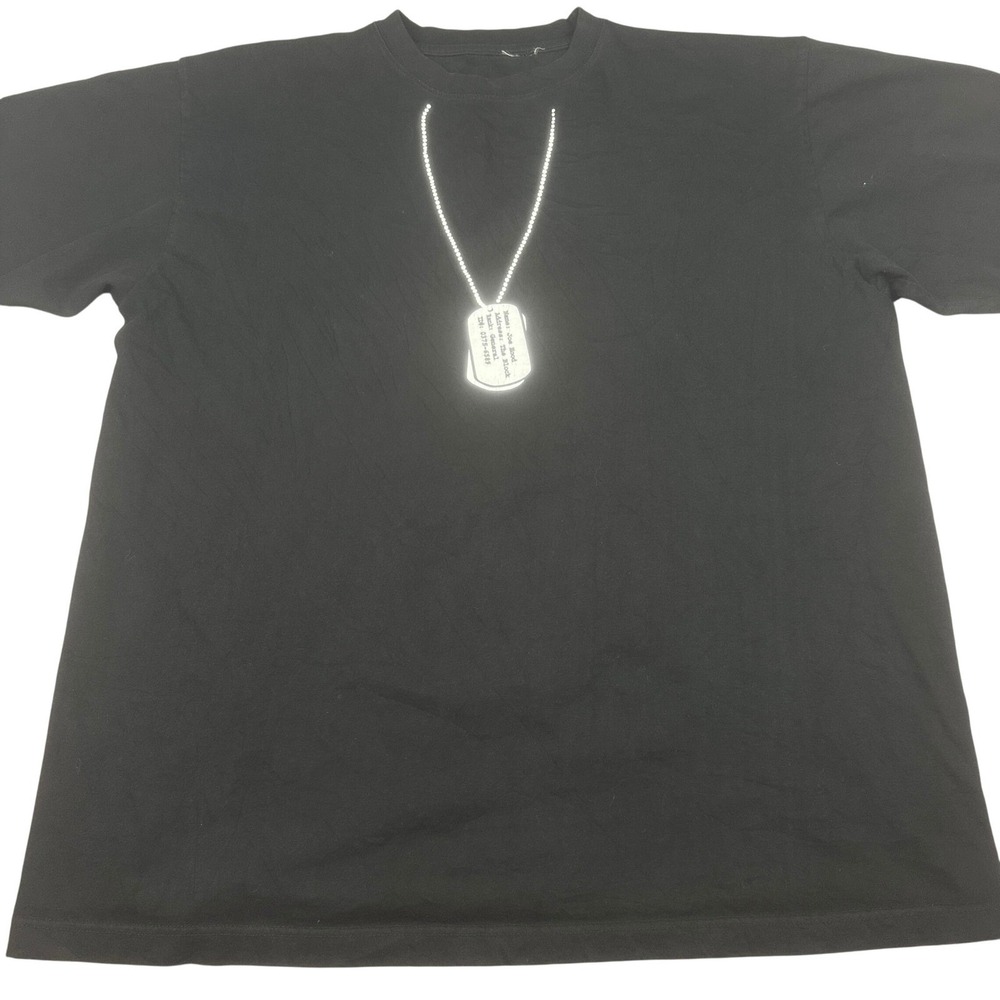 Mens Joe Hood Dog Tag Graphic T-Shirt XL Black Reflective Short Sleeve Tee